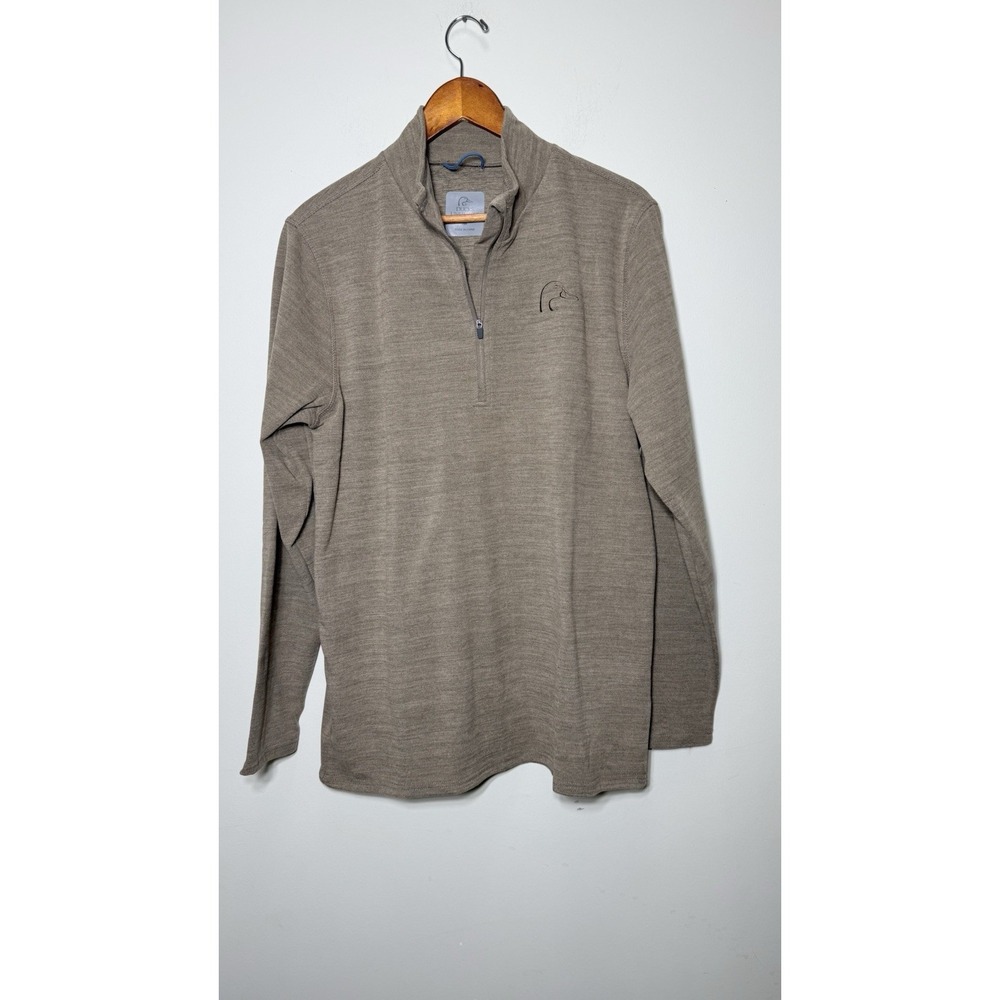Ducks Unlimited 1/4 Zip Pullover Mens M Heather Taupe Brown Embroidered Logo